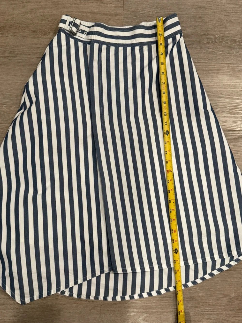 Anthropologie Maeve Sea Striped Asymmetrical Midi Skirt Coastal Preppy Size 4